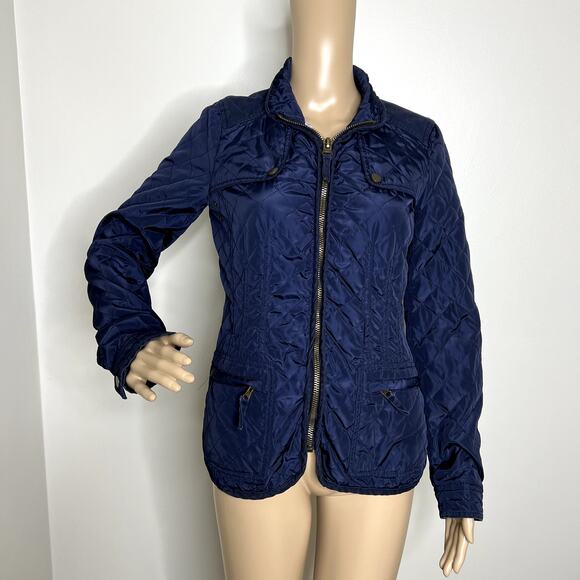 Zara Blue Quilted Full Zip Jacket - Picture 1 of 8